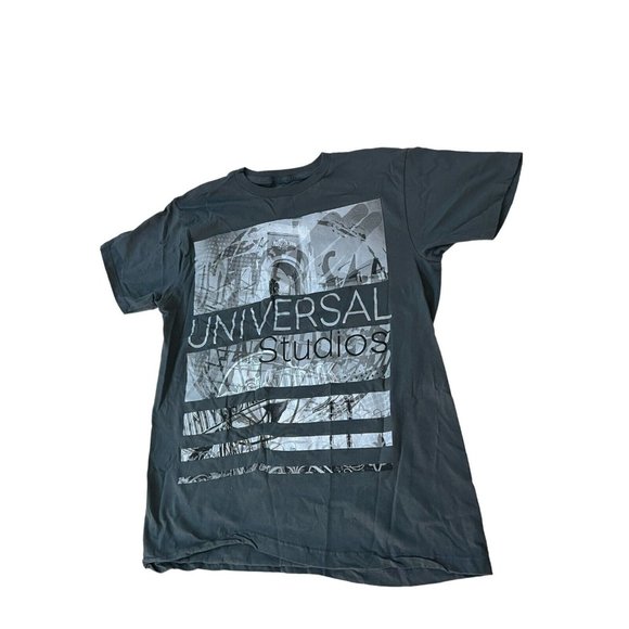 UNIVERSAL STUDIOS Shirt Mens Medium Gray Graphic Theme Park Globe Crew Tee - Picture 1 of 3